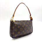 Louis Vuitton Pochette Monogram Leather Brown Light Handbag Gold — view 2