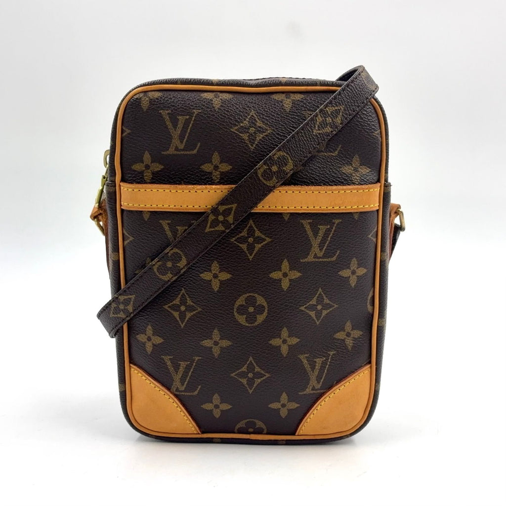 Louis Vuitton Danube Monogram Leather Brown Light Shoulder Bag Gold