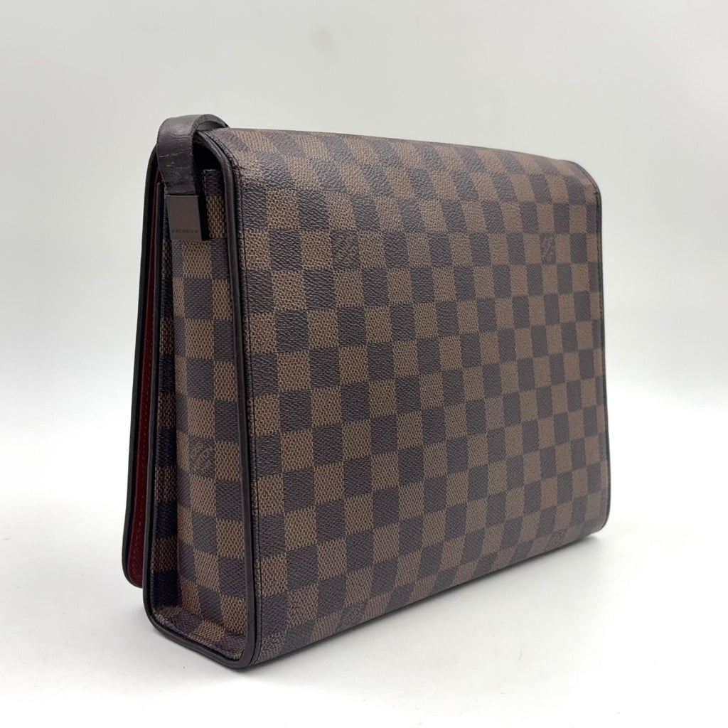 Louis Vuitton Tribeca Carre Damier Ebene Leather Brown Shoulder Bag Gold — view 2
