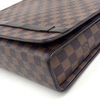 Louis Vuitton Tribeca Carre Damier Ebene Leather Brown Shoulder Bag Gold — view 5