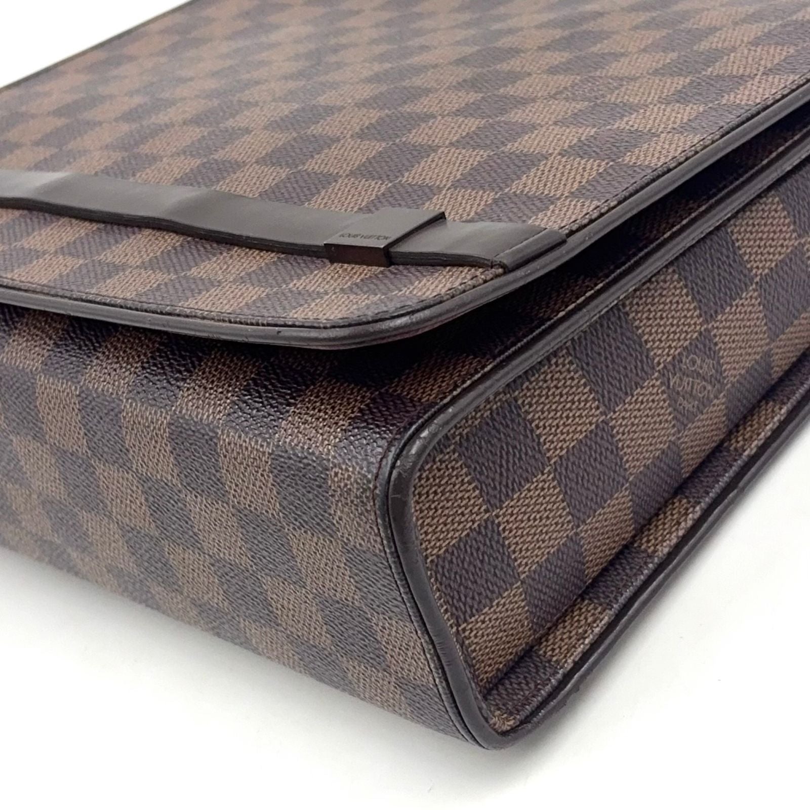 Louis Vuitton Tribeca Carre Damier Ebene Leather Brown Shoulder Bag Gold — view 5