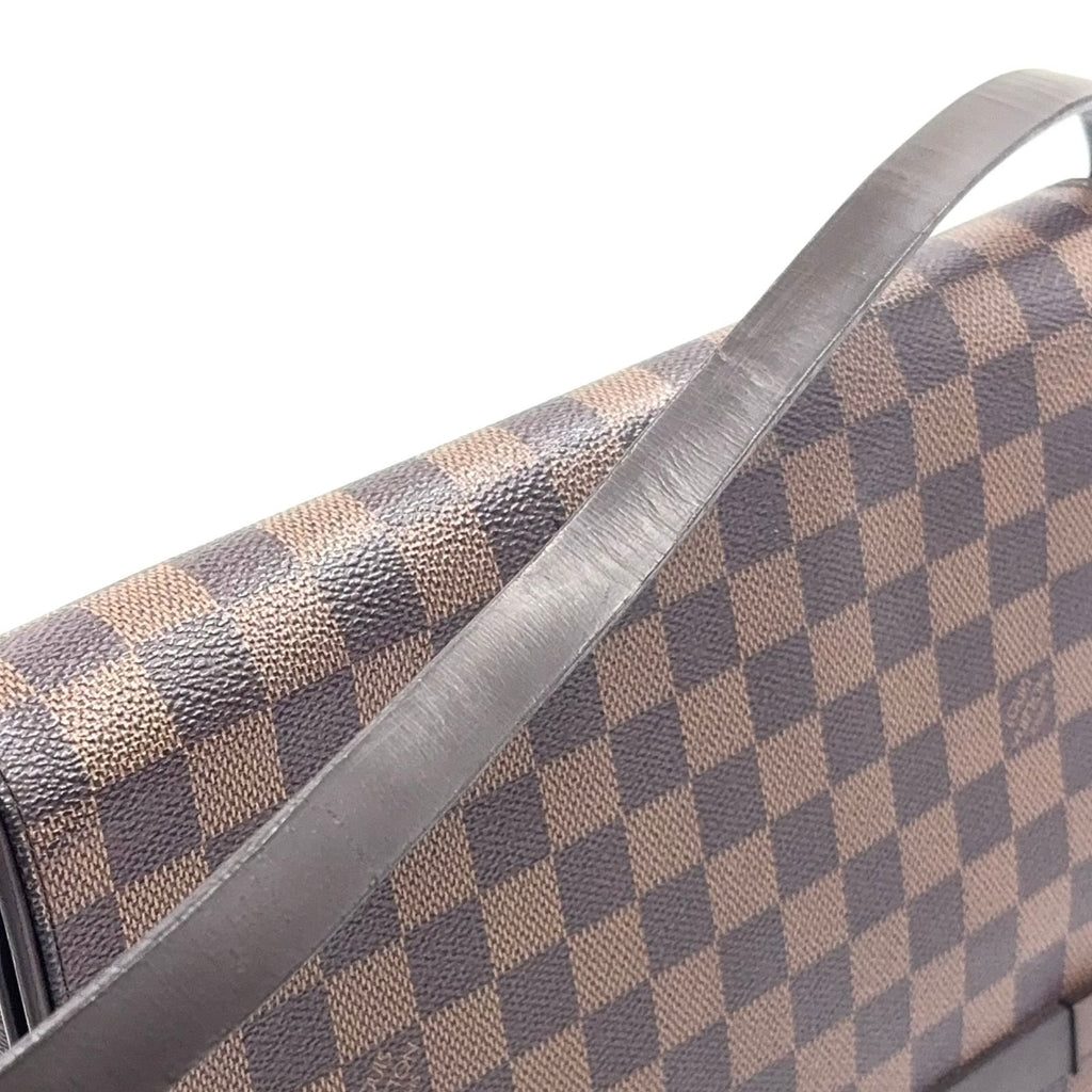 Louis Vuitton Tribeca Carre Damier Ebene Leather Brown Shoulder Bag Gold — view 6