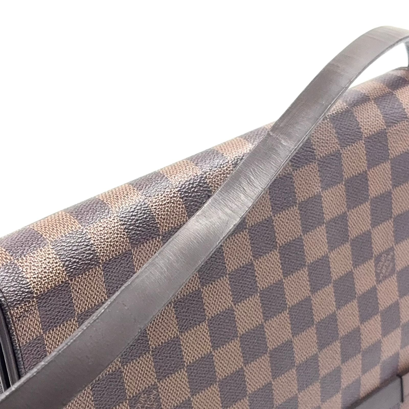 Louis Vuitton Tribeca Carre Damier Ebene Leather Brown Shoulder Bag Gold — view 6