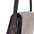 Louis Vuitton Tribeca Carre Damier Ebene Leather Brown Shoulder Bag Gold — view 8