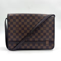 Louis Vuitton Tribeca Carre Damier Ebene Leather Brown Shoulder Bag Gold