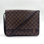 Louis Vuitton Tribeca Carre Damier Ebene Leather Brown Shoulder Bag Gold