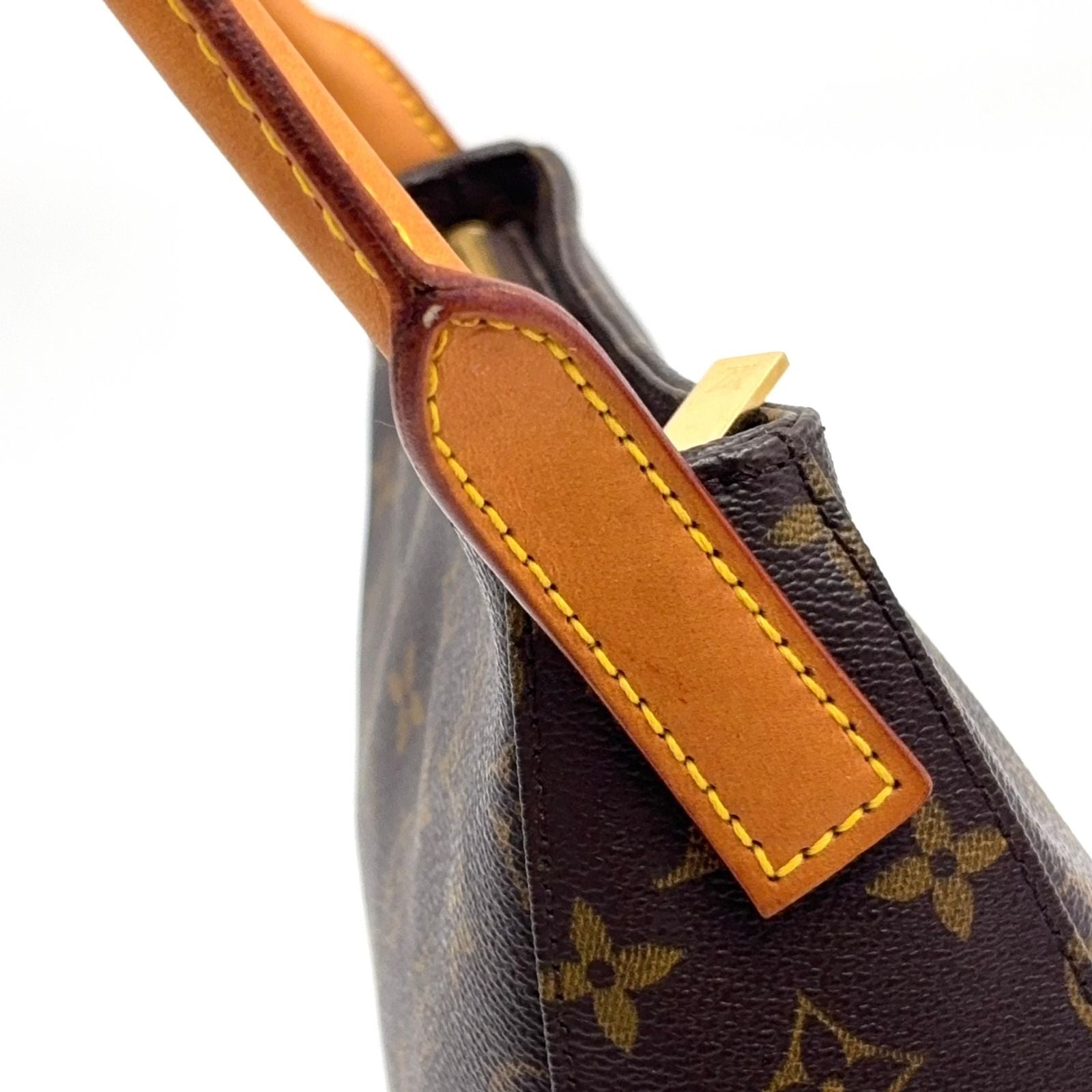 Louis Vuitton Looping MM Monogram Leather Brown Light Handbag Gold — view 8