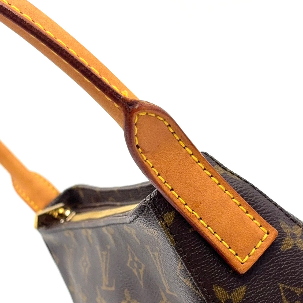 Louis Vuitton Looping MM Monogram Leather Brown Light Handbag Gold — view 7