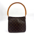 Louis Vuitton Looping MM Monogram Leather Brown Light Handbag Gold