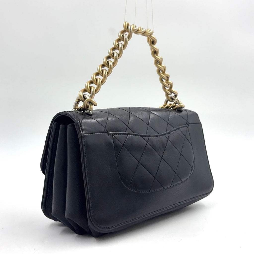 Chanel Quilted Small Flap 2-Way Calfskin Black Chain Shoulder Bag Gold — view 2