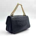 Chanel Quilted Small Flap 2-Way Calfskin Black Chain Shoulder Bag Gold — view 2