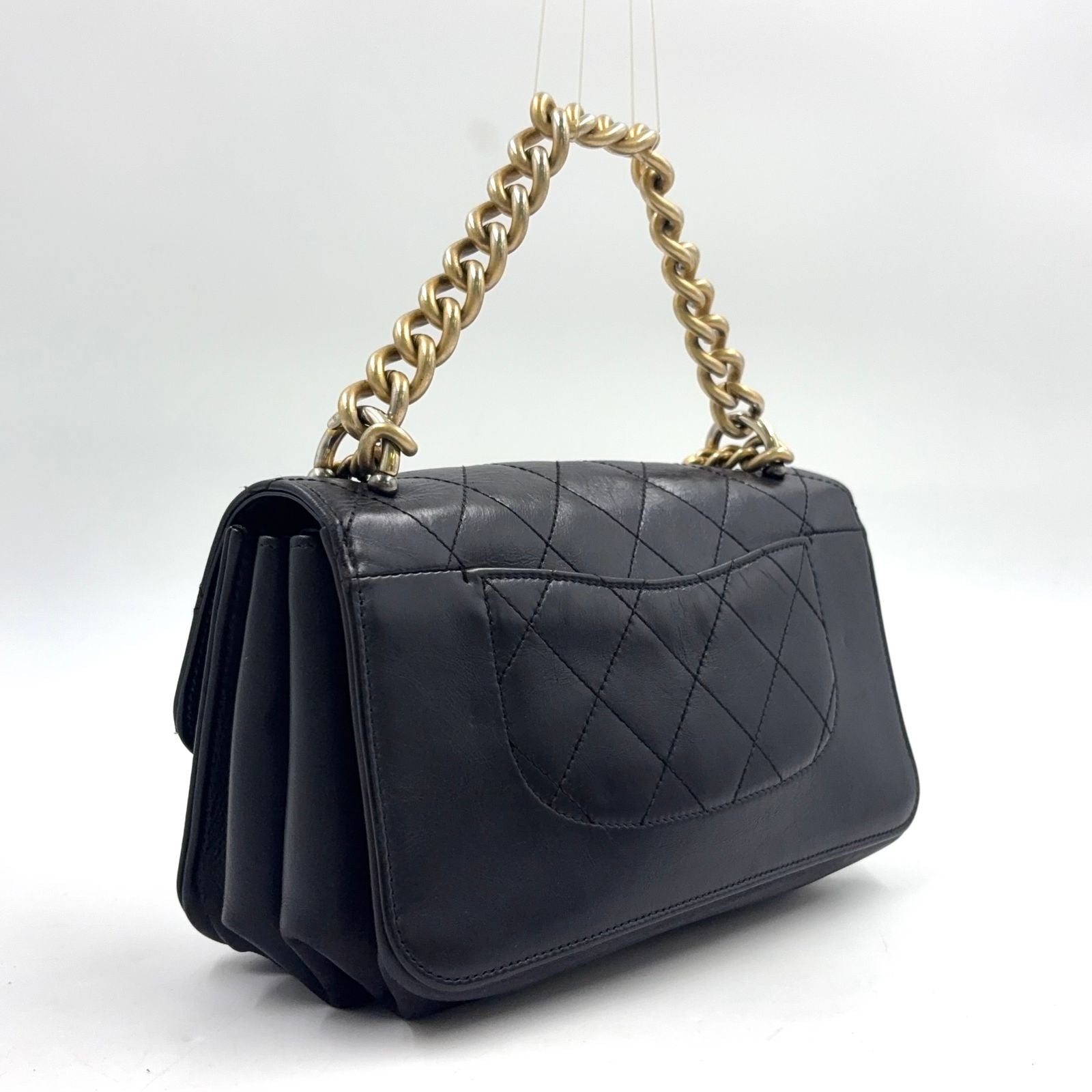 Chanel Quilted Small Flap 2-Way Calfskin Black Chain Shoulder Bag Gold — view 2