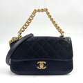 Chanel Quilted Small Flap 2-Way Calfskin Black Chain Shoulder Bag Gold