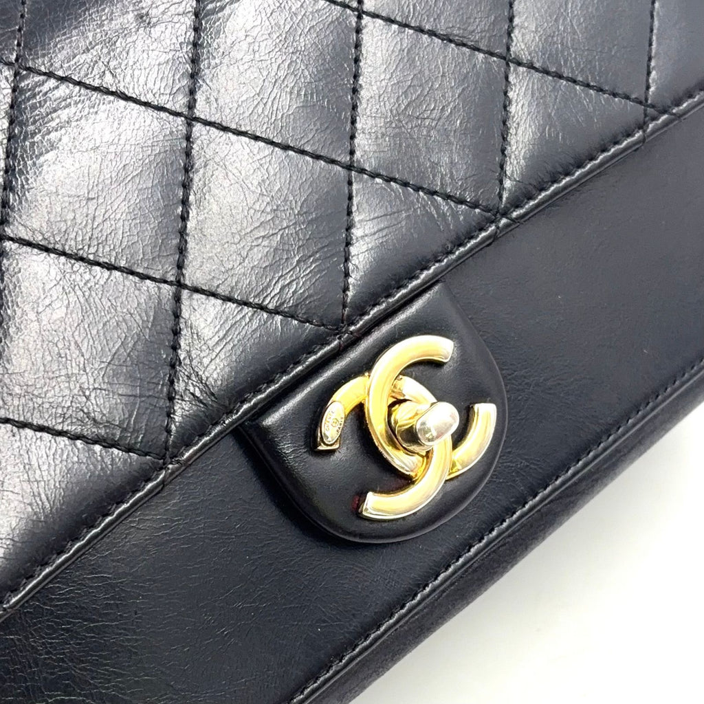 Chanel Quilted Small Flap 2-Way Calfskin Black Chain Shoulder Bag Gold — view 8