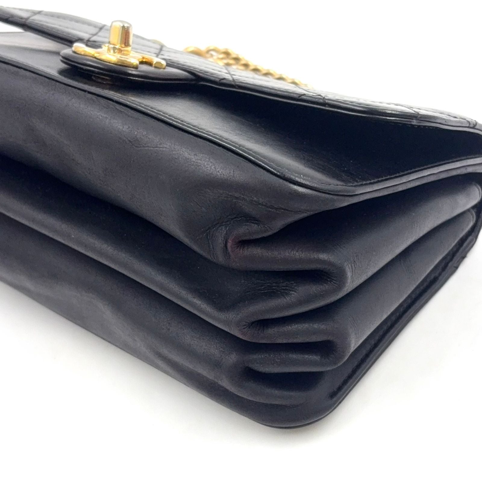 Chanel Quilted Small Flap 2-Way Calfskin Black Chain Shoulder Bag Gold — view 7