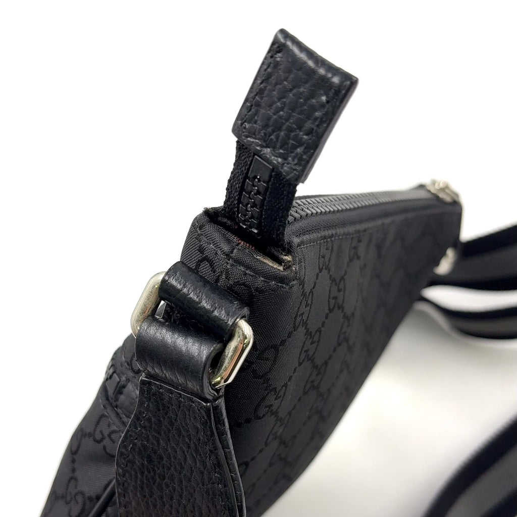 Gucci GG Pattern Nylon Leather Black Shoulder Bag Silver — view 8