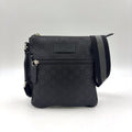 Gucci GG Pattern Nylon Leather Black Shoulder Bag Silver
