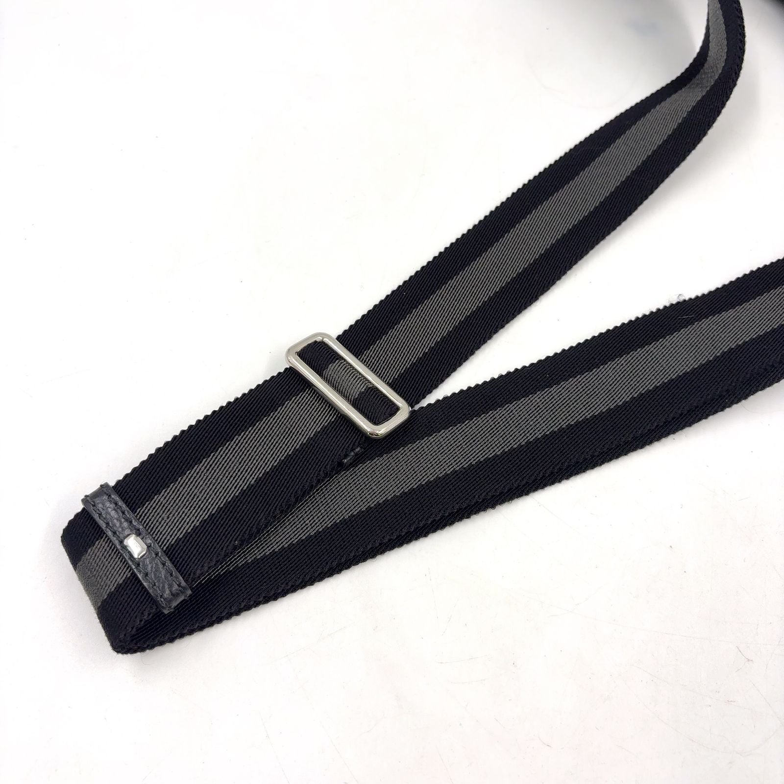 Gucci GG Pattern Nylon Leather Black Shoulder Bag Silver — view 7