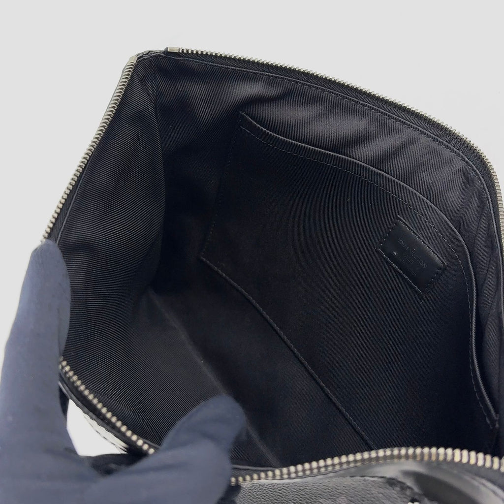 Louis Vuitton Pochette Discovery Monogram Eclipse Leather Black Clutch Silver — view 6