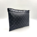 Louis Vuitton Pochette Discovery Monogram Eclipse Leather Black Clutch Silver — view 2