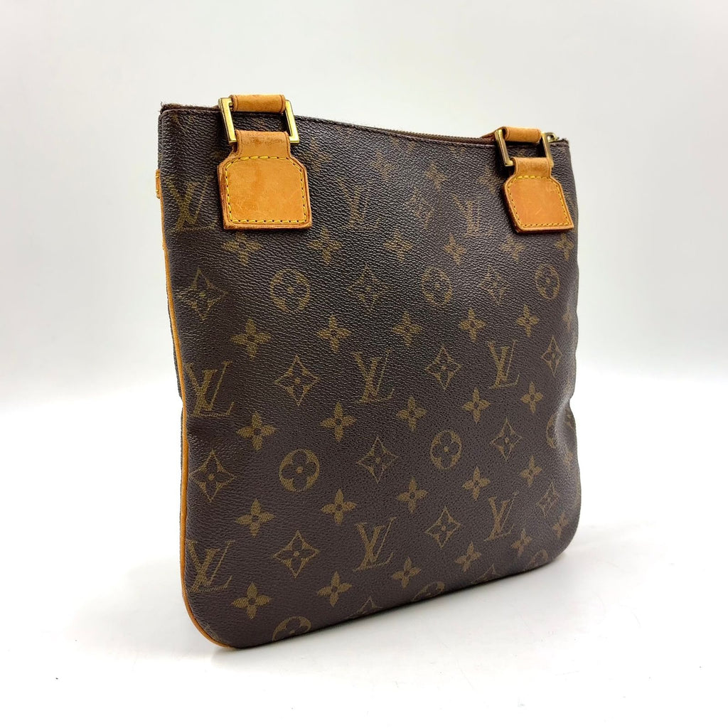 Louis Vuitton Pochette Bosphor Monogram Leather Brown Shoulder Bag Gold — view 2