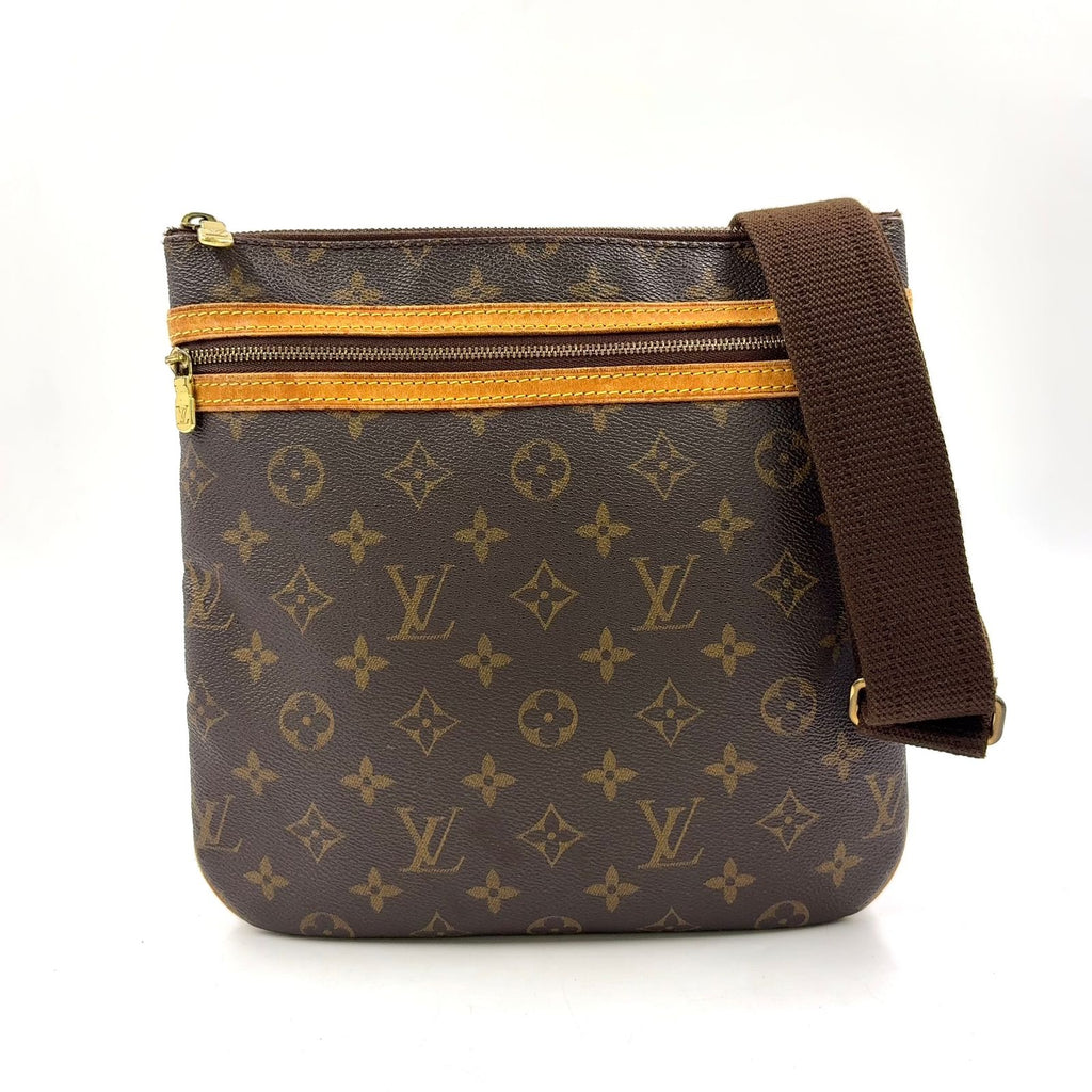 Louis Vuitton Pochette Bosphor Monogram Leather Brown Shoulder Bag Gold