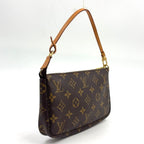 Louis Vuitton Pochette Monogram Leather Brown Handbag Gold — view 2