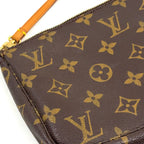 Louis Vuitton Pochette Monogram Leather Brown Handbag Gold — view 8