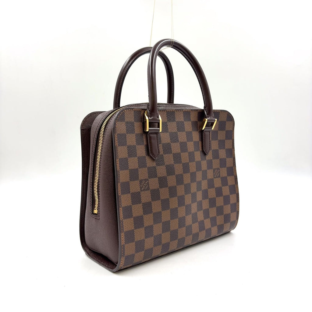 Louis Vuitton Triana Damier Ebene Leather Brown Handbag Gold — view 2