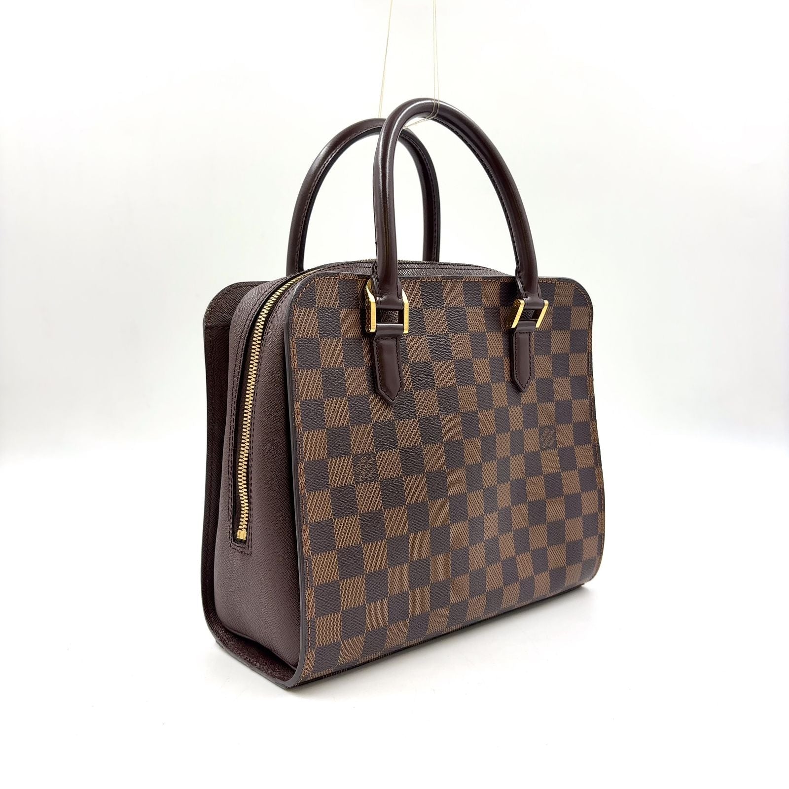 Louis Vuitton Triana Damier Ebene Leather Brown Handbag Gold — view 2