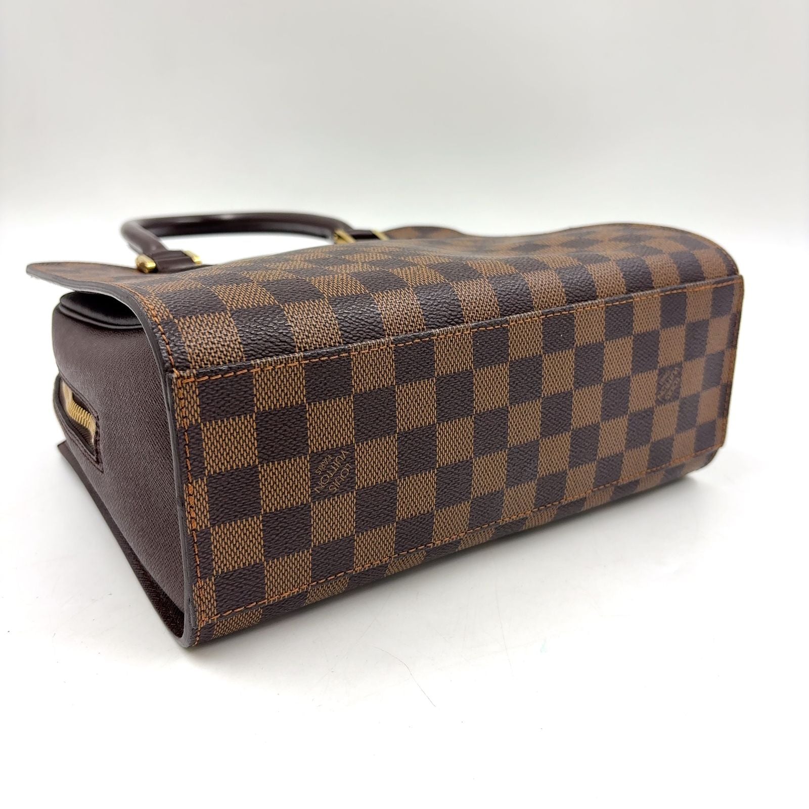 Louis Vuitton Triana Damier Ebene Leather Brown Handbag Gold — view 8