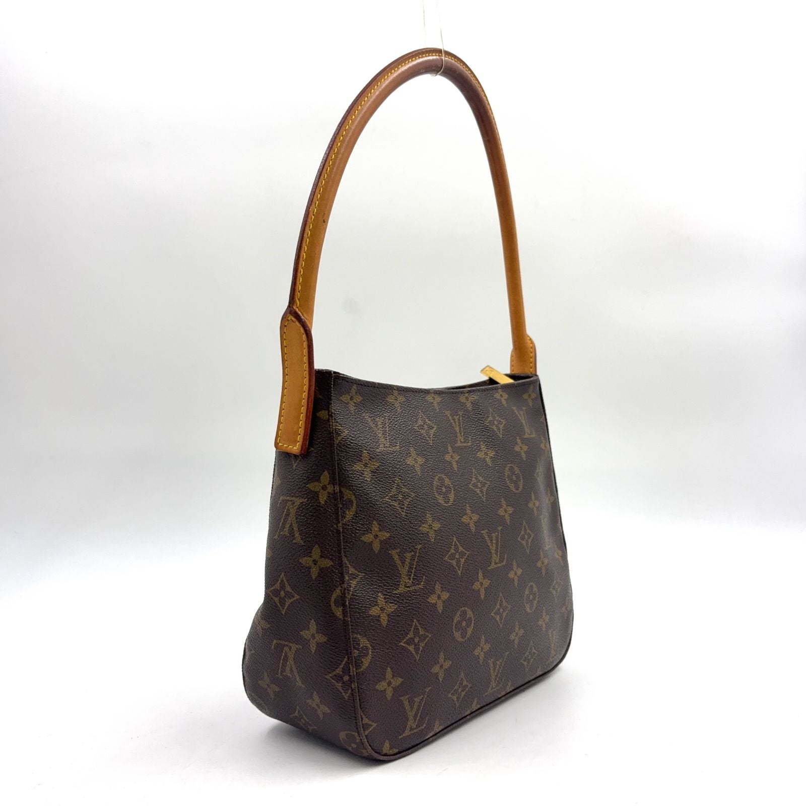 Louis Vuitton Looping MM Monogram Leather Brown Light Handbag Gold — view 2
