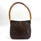 Louis Vuitton Looping MM Monogram Leather Brown Light Handbag Gold