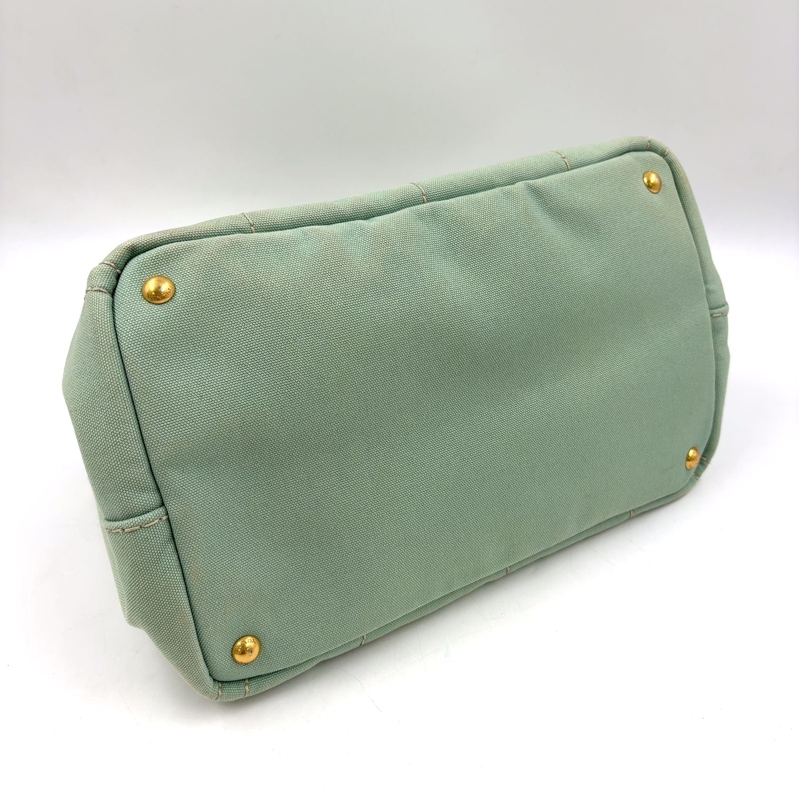 Prada Canapa Canvas Light Green Tote Gold — view 8