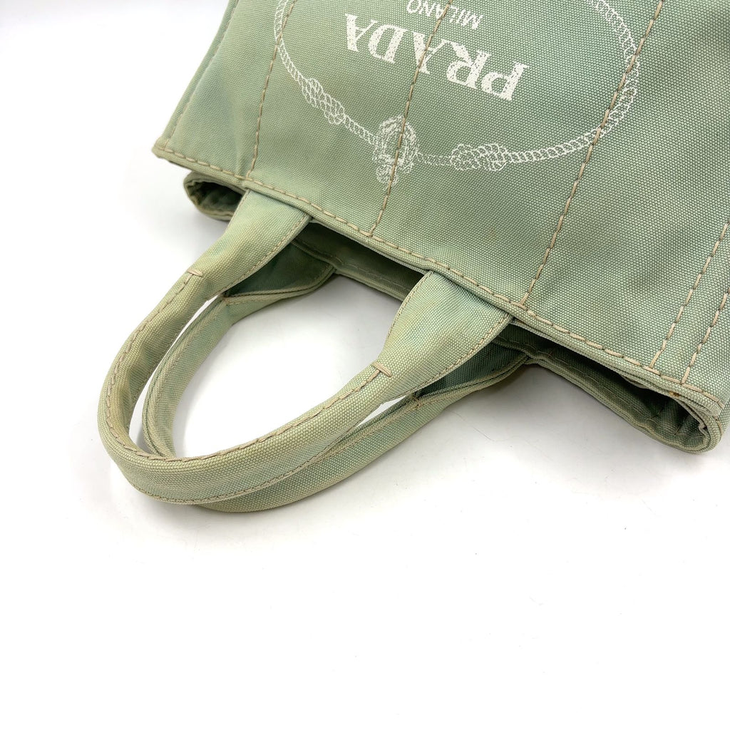 Prada Canapa Canvas Light Green Tote Gold — view 5