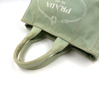 Prada Canapa Canvas Light Green Tote Gold — view 5
