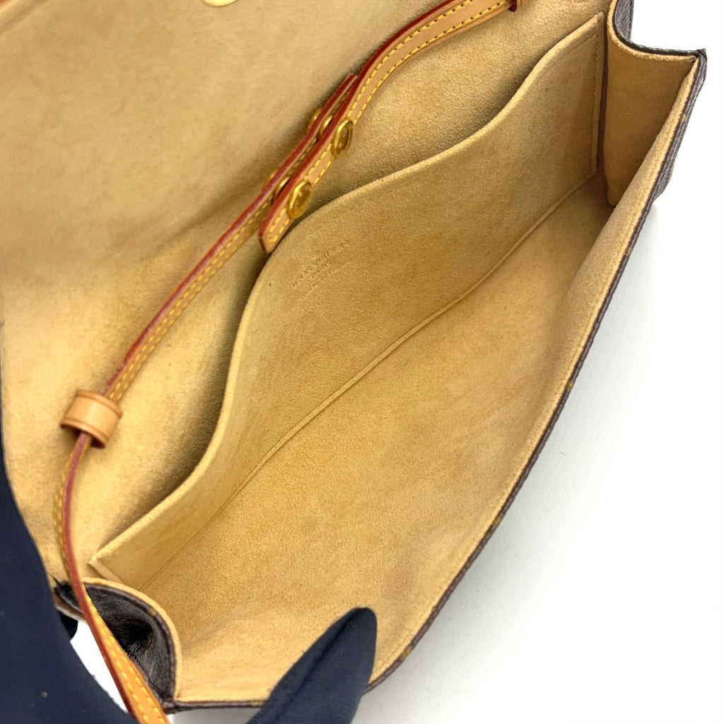 Louis Vuitton Pochette Twin GM Monogram Leather Brown Shoulder Bag Gold — view 3