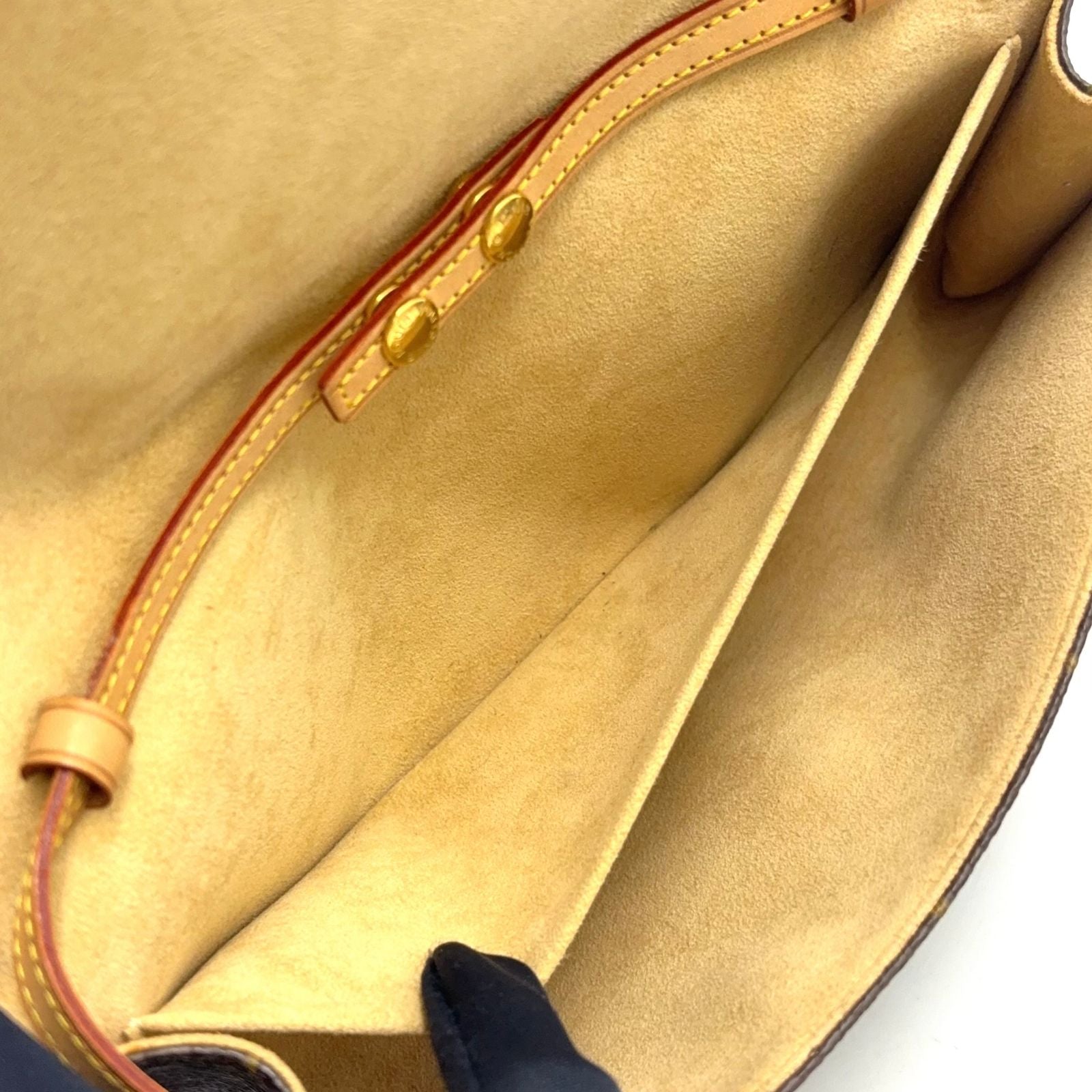 Louis Vuitton Pochette Twin GM Monogram Leather Brown Shoulder Bag Gold — view 6