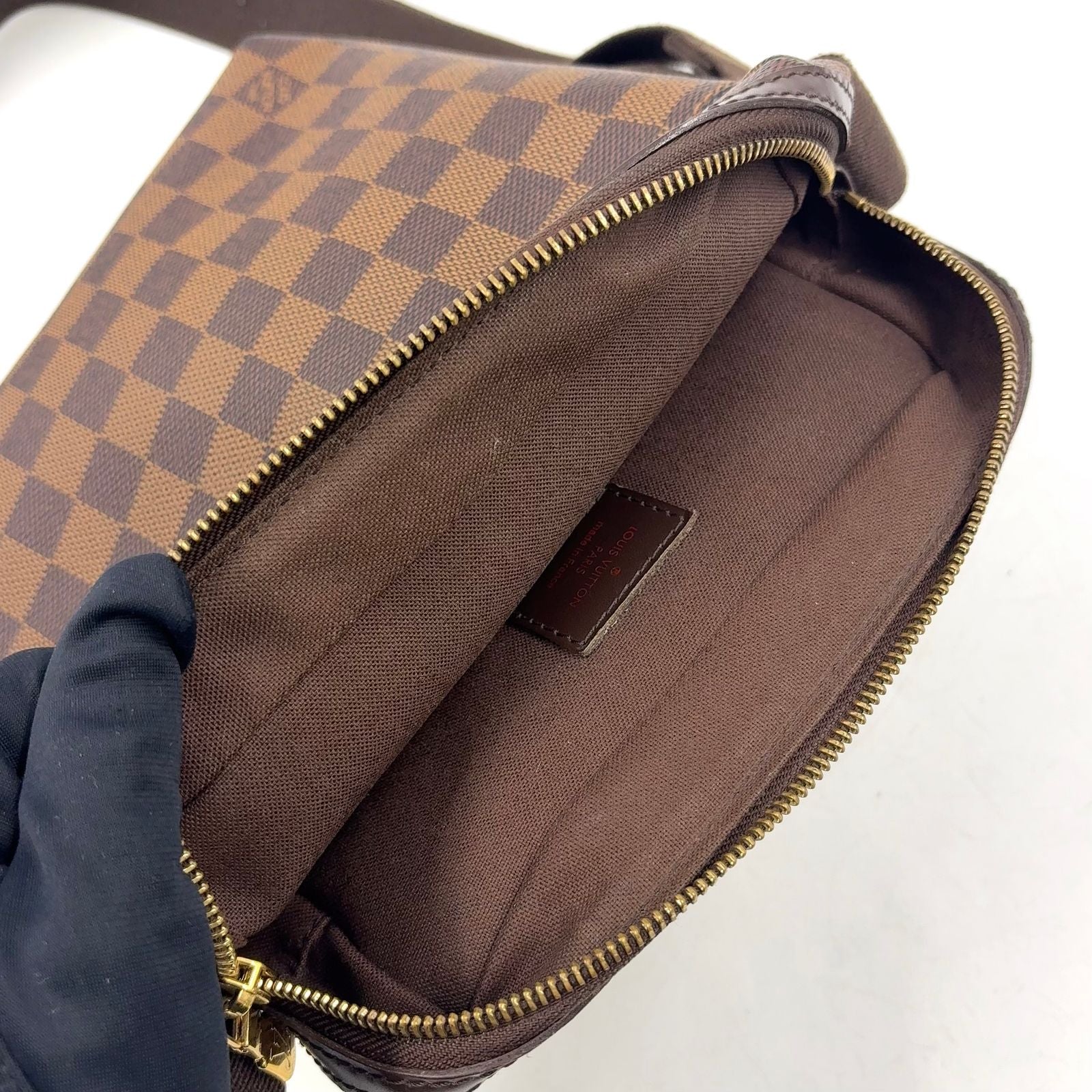 Louis Vuitton Trotteur Beaubourg Damier Ebene Leather Brown Shoulder Bag Gold — view 6