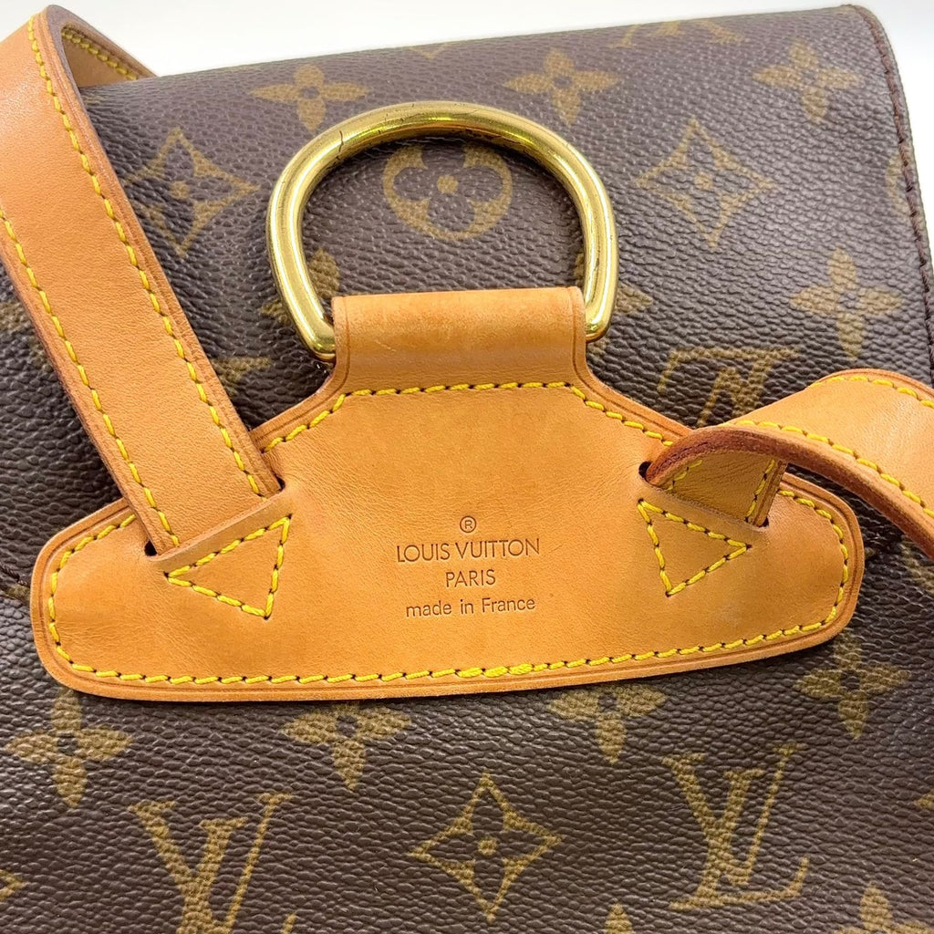 Louis Vuitton Montsouris MM Monogram Leather Brown Backpack Gold — view 4