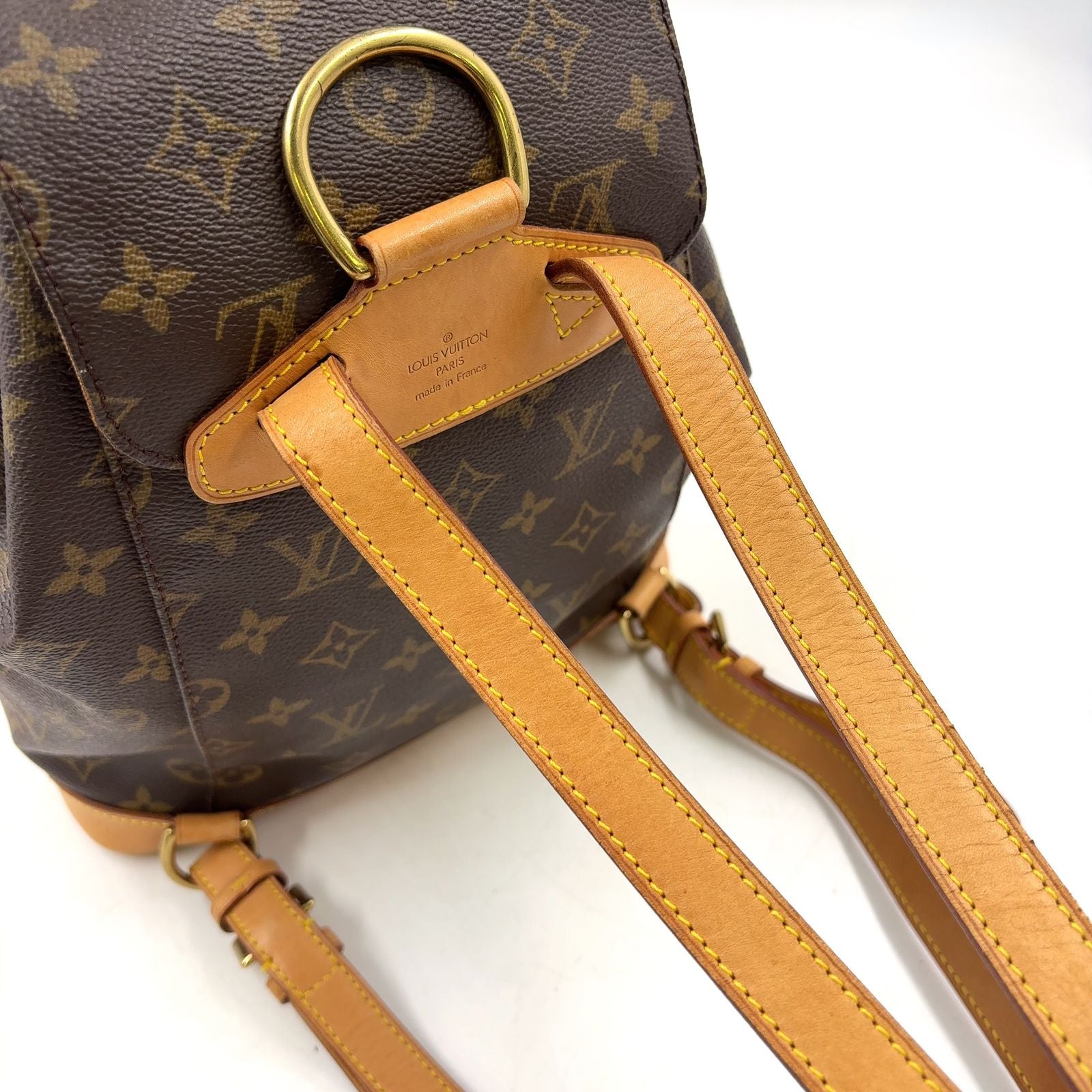 Louis Vuitton Montsouris MM Monogram Leather Brown Backpack Gold — view 5