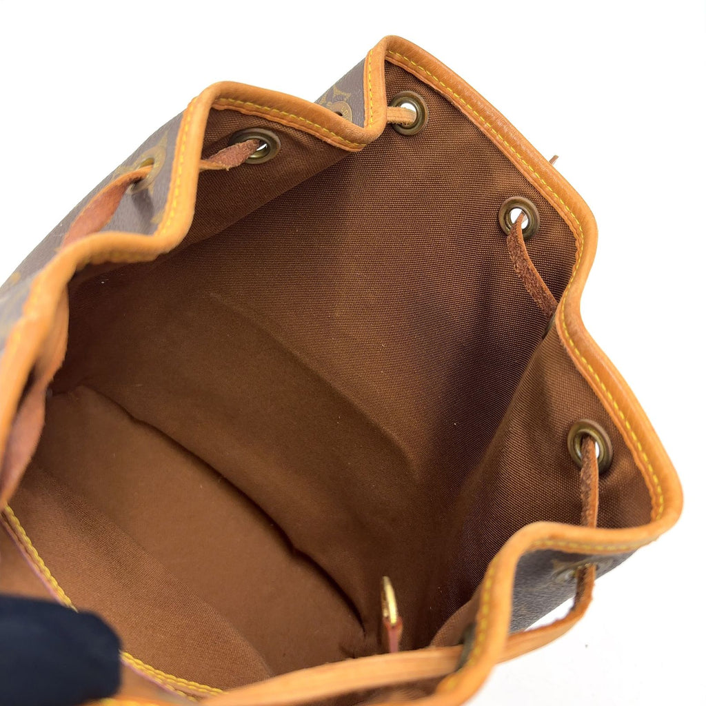 Louis Vuitton Montsouris MM Monogram Leather Brown Backpack Gold — view 7