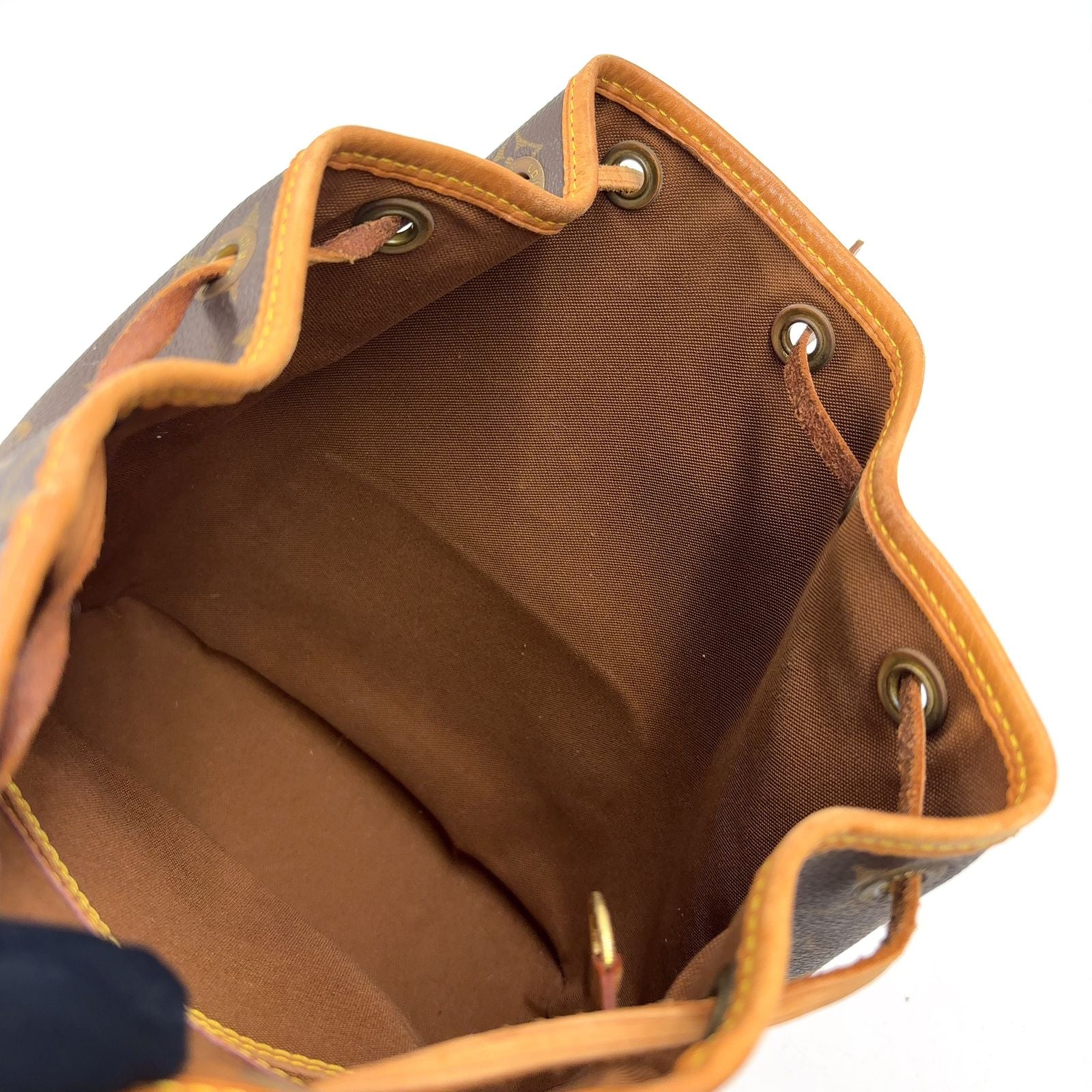 Louis Vuitton Montsouris MM Monogram Leather Brown Backpack Gold — view 7