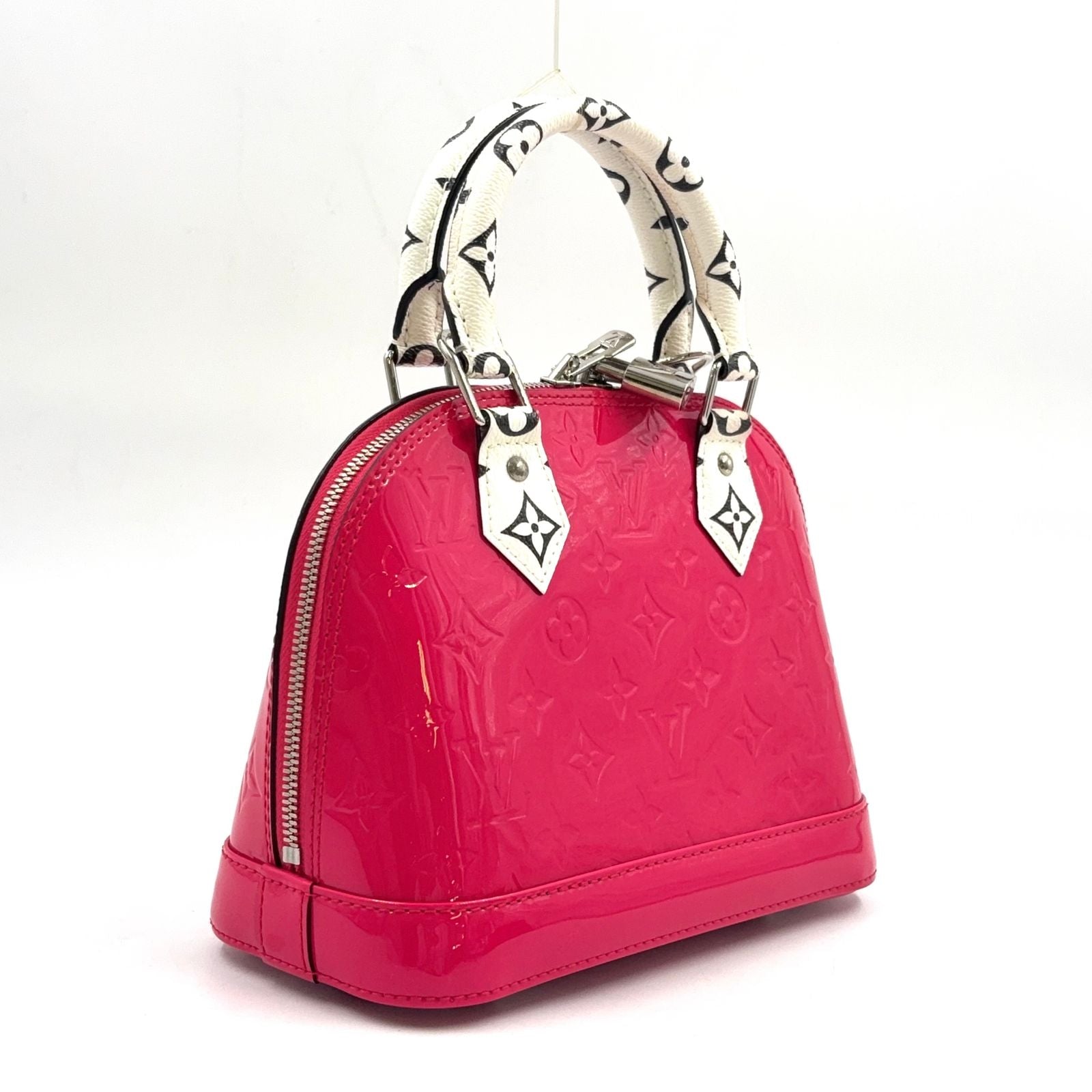 Louis Vuitton Alma BB Monogram Vernis Hot Pink Leather Enamel White Handbag — view 2