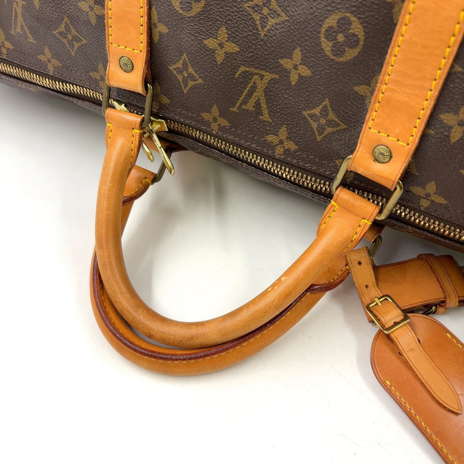 Louis Vuitton Keepall Bandouliere 60 Monogram Leather Brown Boston Bag Gold — view 5