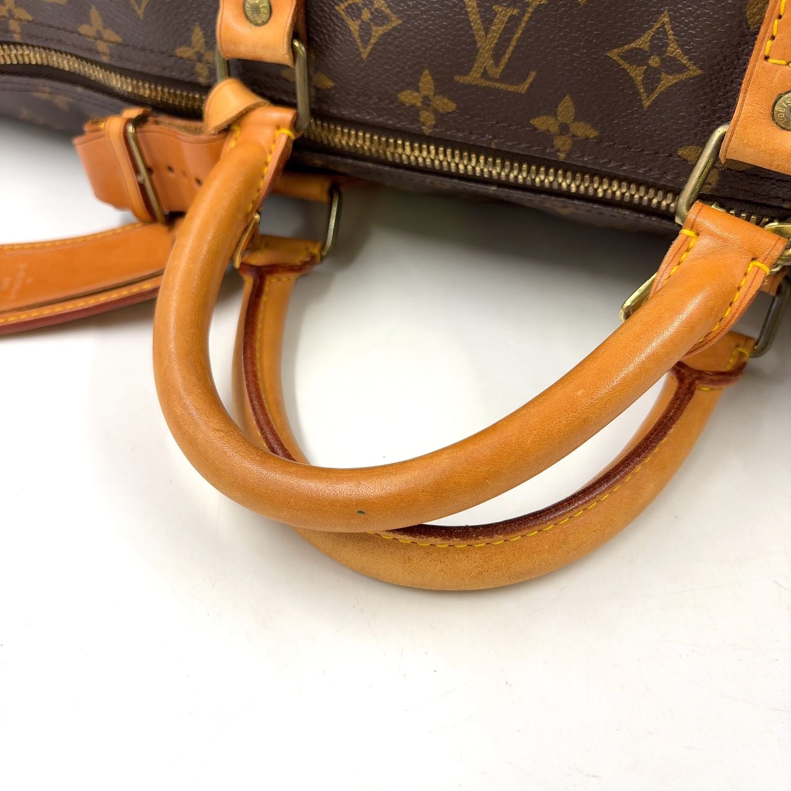 Louis Vuitton Keepall Bandouliere 60 Monogram Leather Brown Boston Bag Gold — view 6