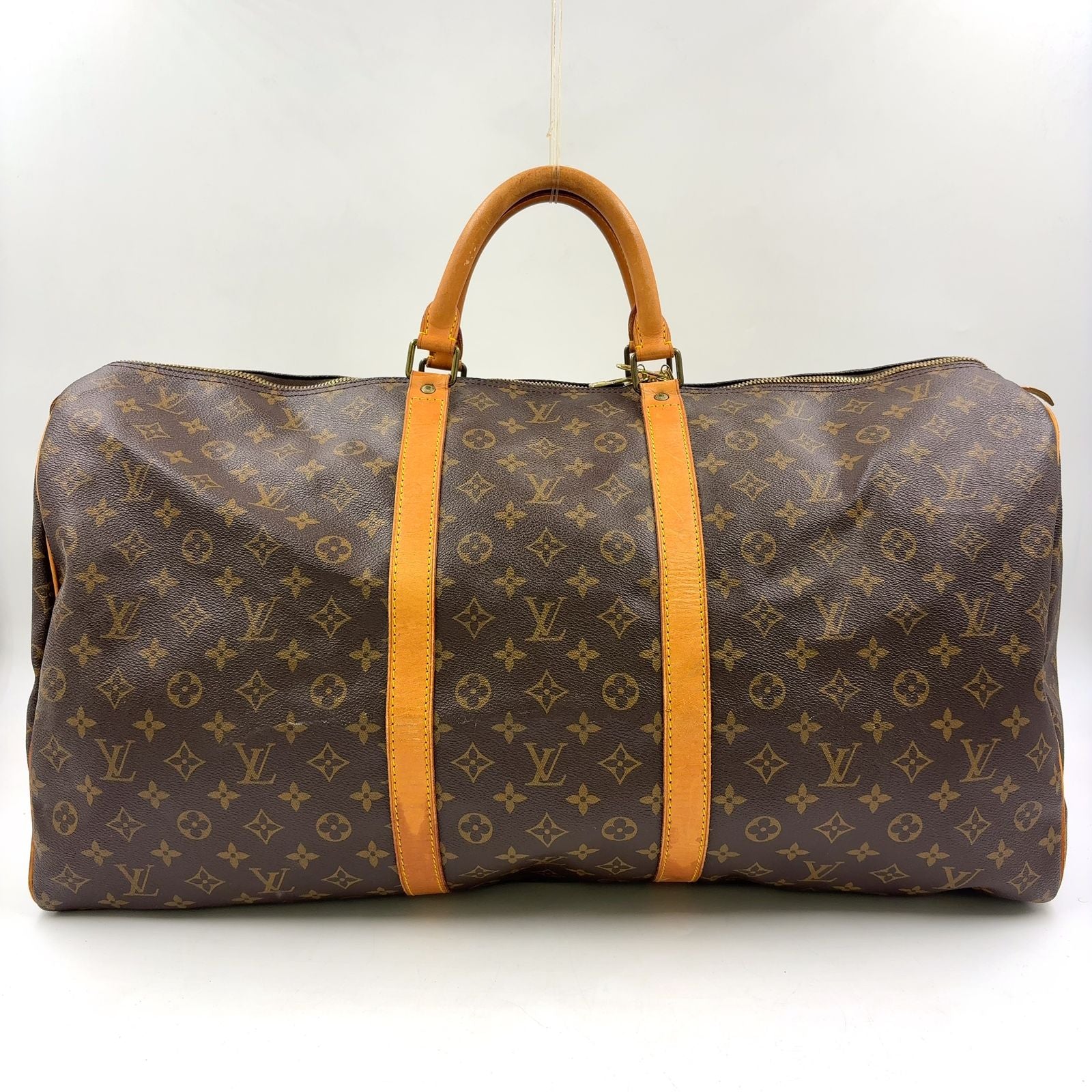 Louis Vuitton Keepall Bandouliere 60 Monogram Leather Brown Boston Bag Gold