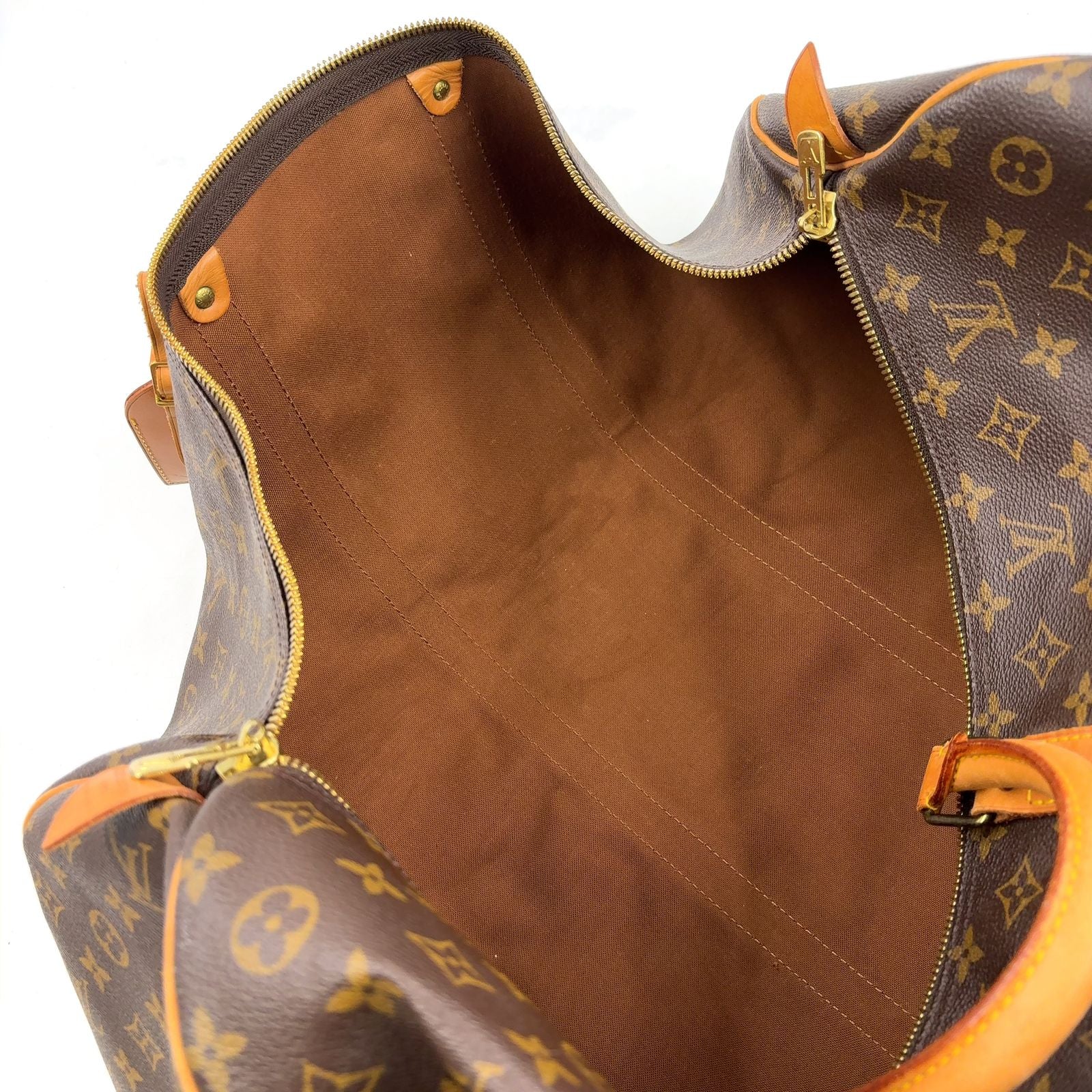 Louis Vuitton Keepall Bandouliere 60 Monogram Leather Brown Boston Bag Gold — view 7