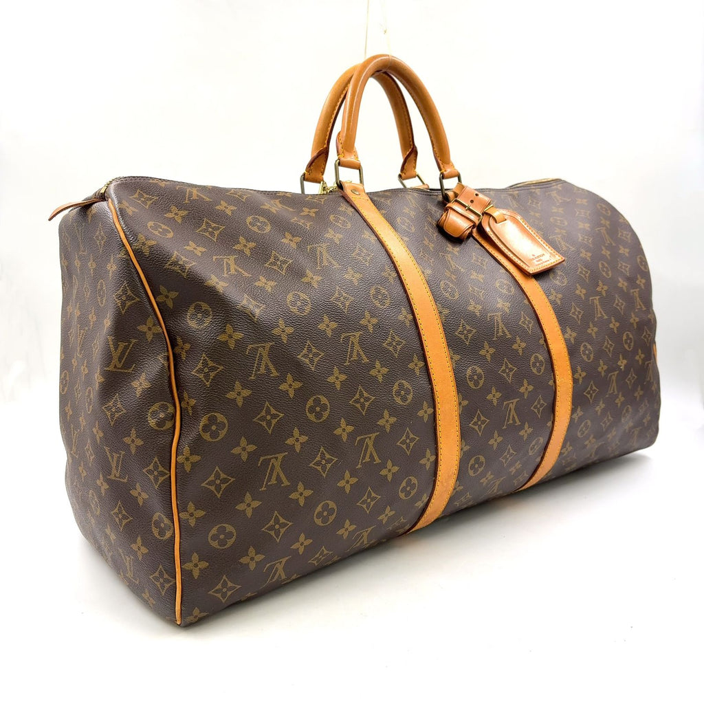 Louis Vuitton Keepall Bandouliere 60 Monogram Leather Brown Boston Bag Gold — view 2