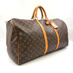 Louis Vuitton Keepall Bandouliere 60 Monogram Leather Brown Boston Bag Gold — view 2